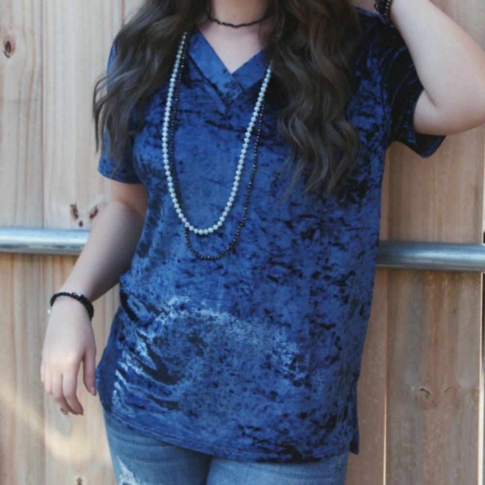🆕 Blue Velvet Tee with Bow